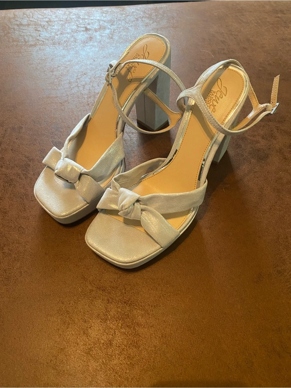Badgley Mischka Silver Knot Platform Block Heels